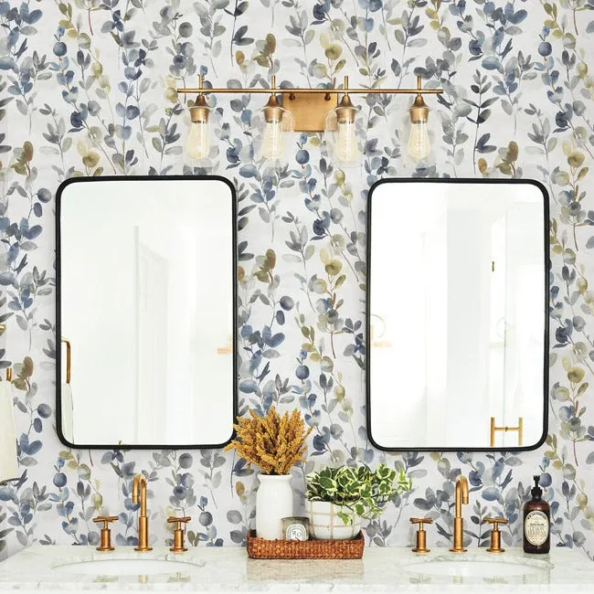 York Designer Series Joyful Eucalyptus Navy Peel & Stick Wallpaper - SKU PSW1431RL
