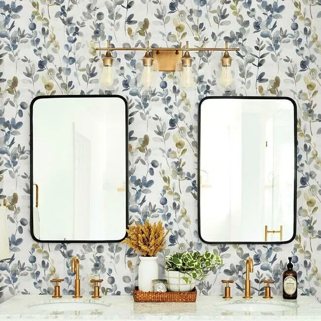 York Designer Series Joyful Eucalyptus Navy Wallpaper - SKU OS4314