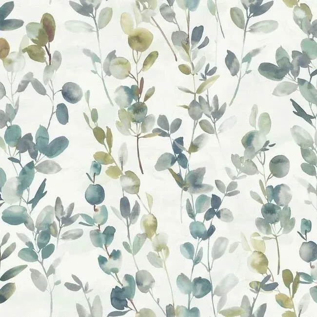 OS4313 | Joyful Eucalyptus Turquoise Wallpaper