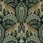 York Designer Series Jungle Leopard Black & Green Wallpaper - SKU KT2205