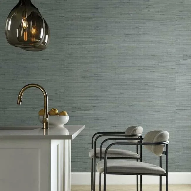 York Designer Series Jute Silver & Aqua Metallic Wallpaper - SKU OS4325