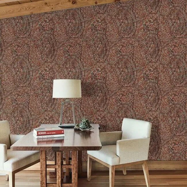 York Designer Series Kashmir Dreams Paisley Red Wallpaper - SKU BO6651