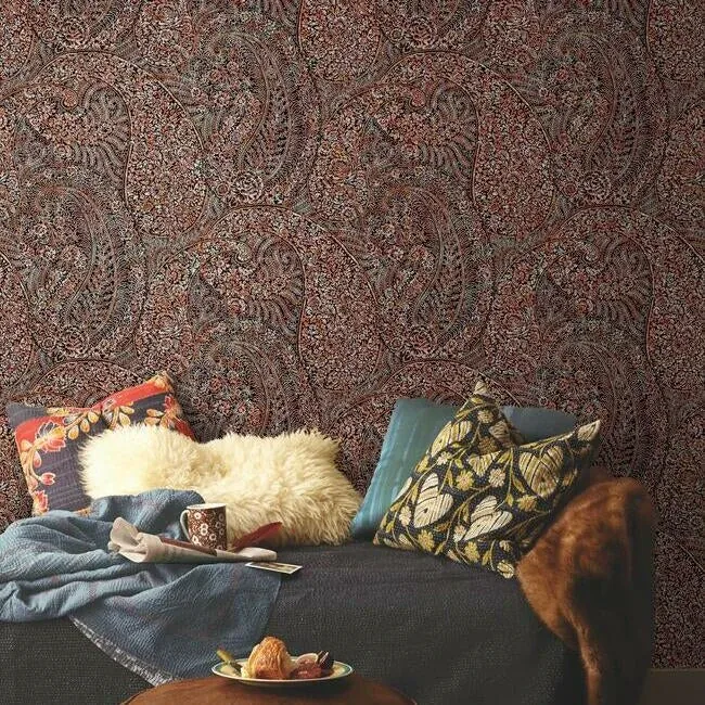 York Designer Series Kashmir Dreams Paisley Red Wallpaper - SKU BO6651