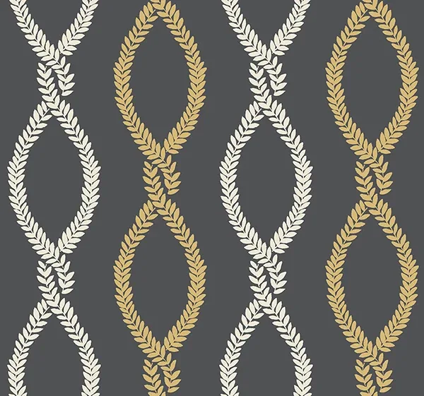 York Designer Series Laureate Black Vine Trellis Wallpaper - SKU VP1324