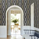 York Designer Series Laureate Black Vine Trellis Wallpaper - SKU VP1324