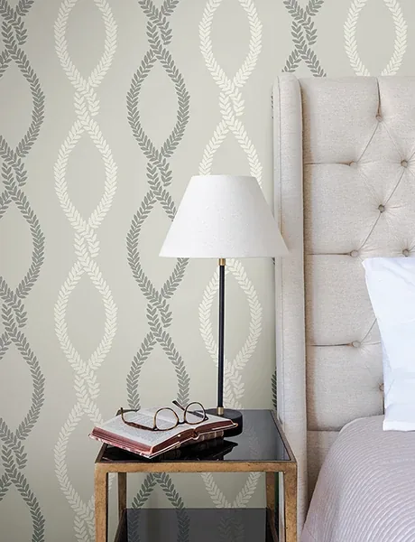 York Designer Series Laureate Grey Vine Trellis Wallpaper - SKU VP1323