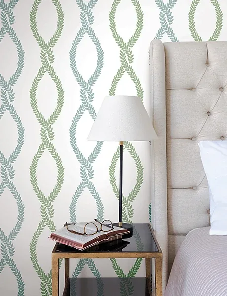York Designer Series Laureate Light Green Vine Trellis Wallpaper - SKU VP1321