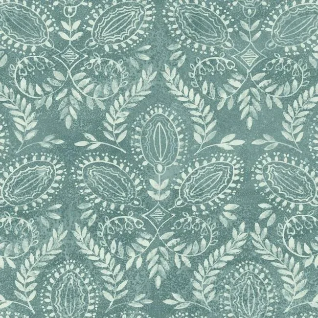 BO6735 | Laurel Damask Teal Wallpaper