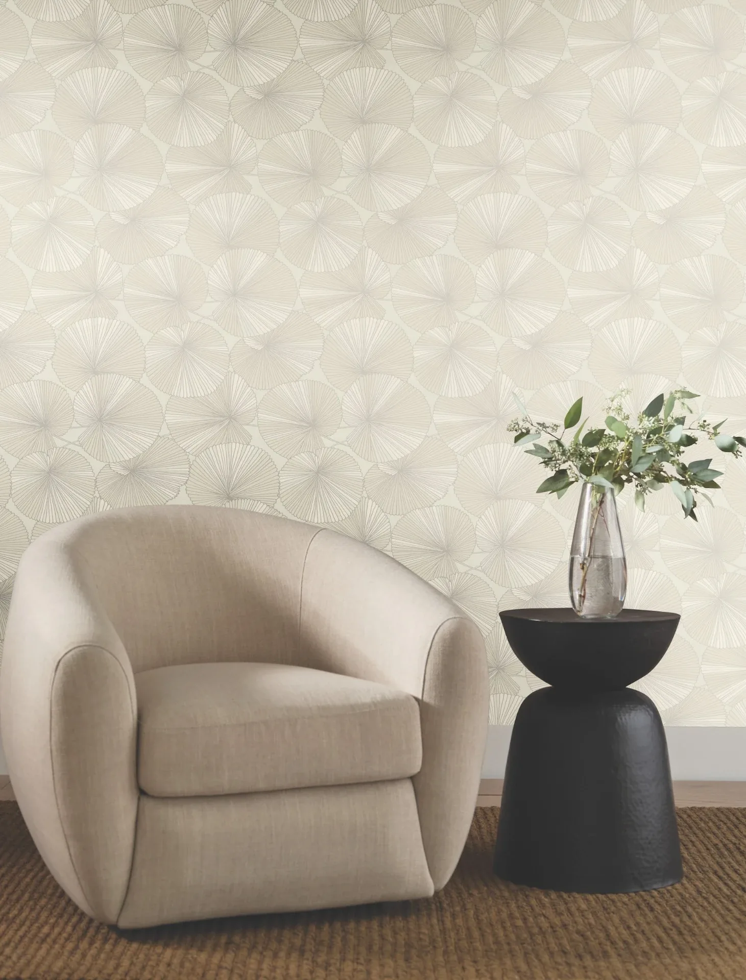 York Designer Series Layered Cream Lily Pads Wallpaper - SKU NT6115