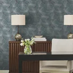 York Designer Series Layered Deep Blue Lily Pads Wallpaper | Wallpaper Twins York Designer Series Layered Deep Blue Lily Pads Wallpaper - SKU NT6113