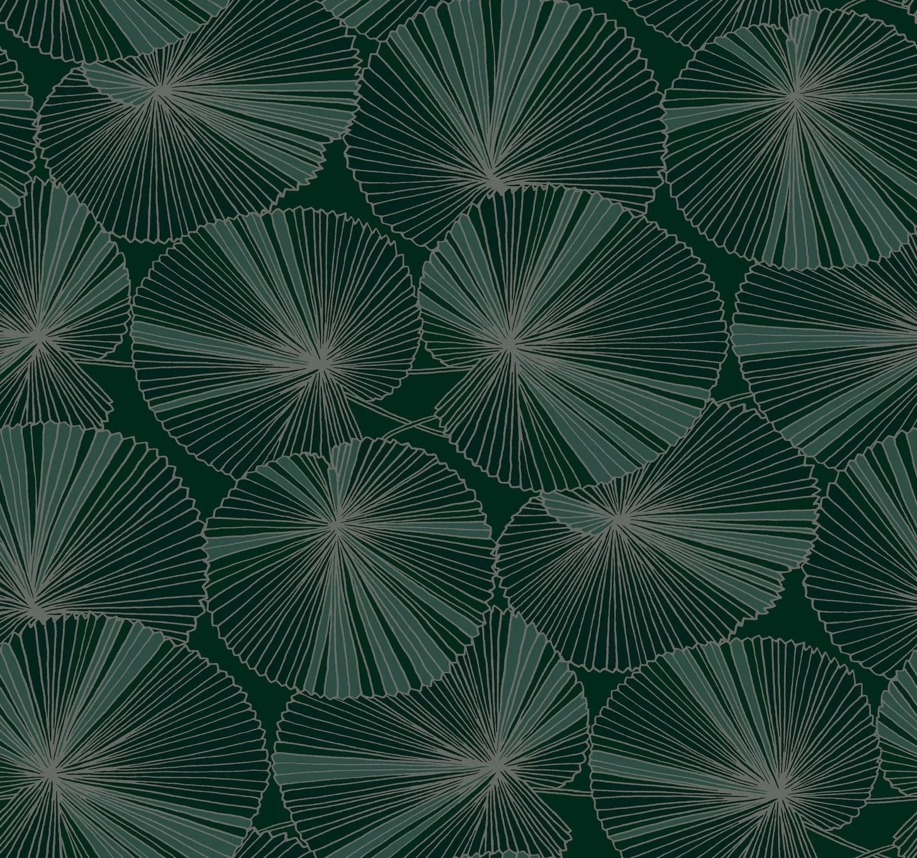 NT6111 | Layered Deep Green Lily Pads Wallpaper