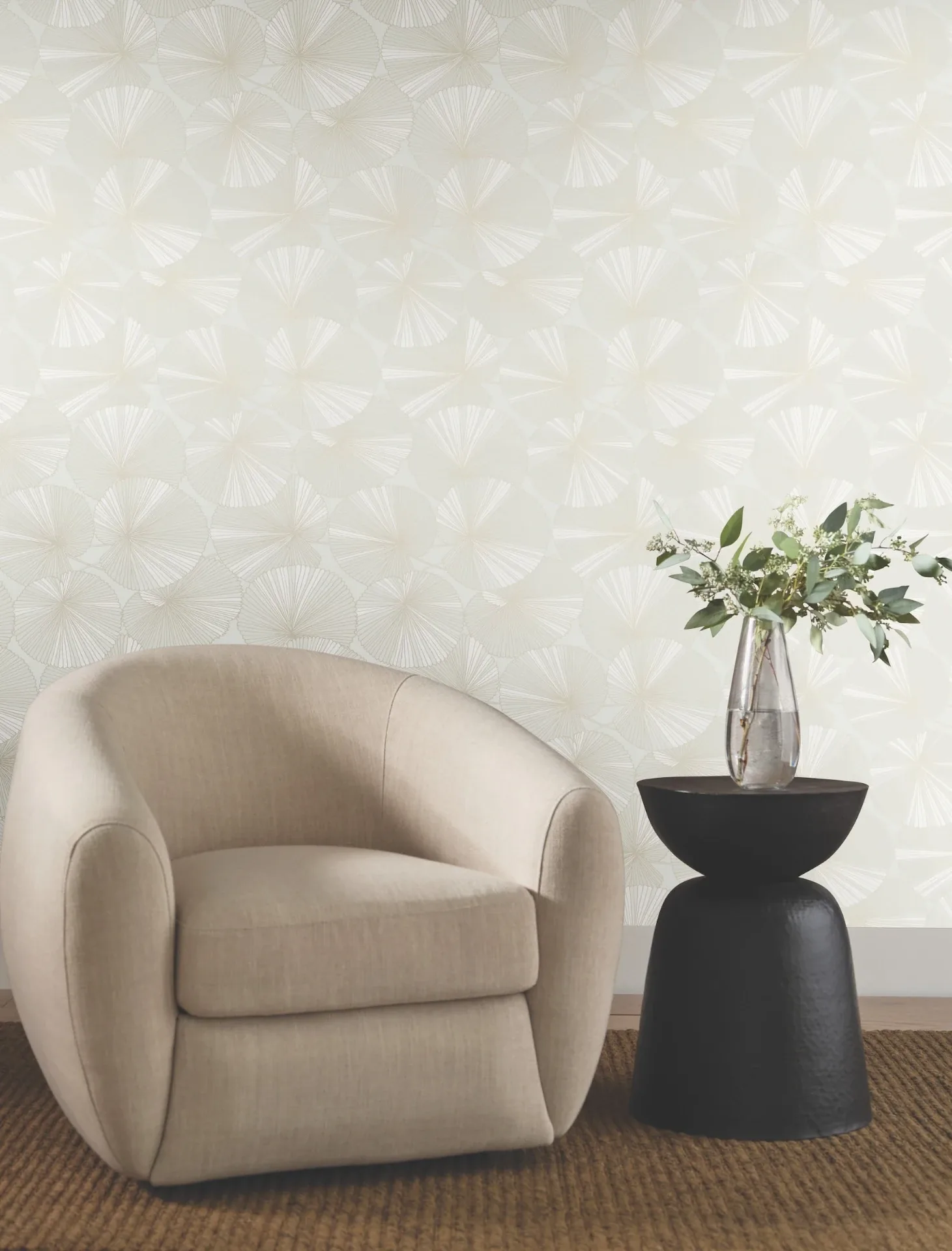 York Designer Series Layered White Lily Pads Wallpaper | Wallpaper Twins York Designer Series Layered White Lily Pads Wallpaper - SKU NT6112