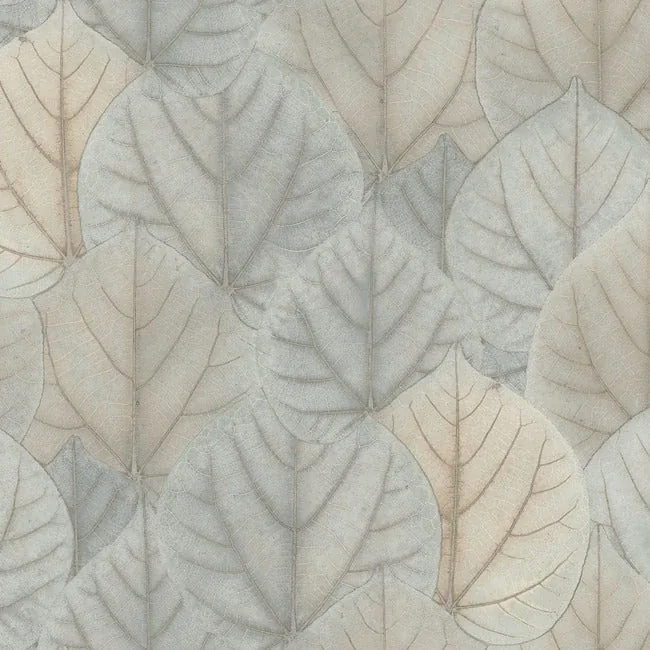 York Designer Series Leaf Concerto Blue & Taupe Peel & Stick Wallpaper - SKU PSW1426RL