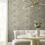 York Designer Series Leaf Concerto Warm Taupe Peel & Stick Wallpaper - SKU PSW1425RL