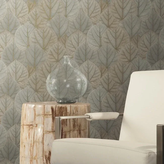 York Designer Series Leaf Concerto Warm Taupe Peel & Stick Wallpaper - SKU PSW1425RL