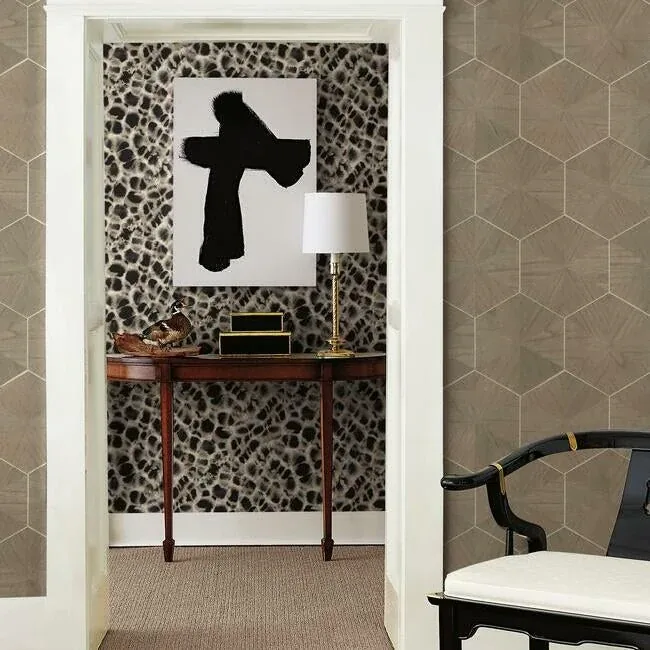 York Designer Series Leopard Rosettes Black Wallpaper - SKU HO2162
