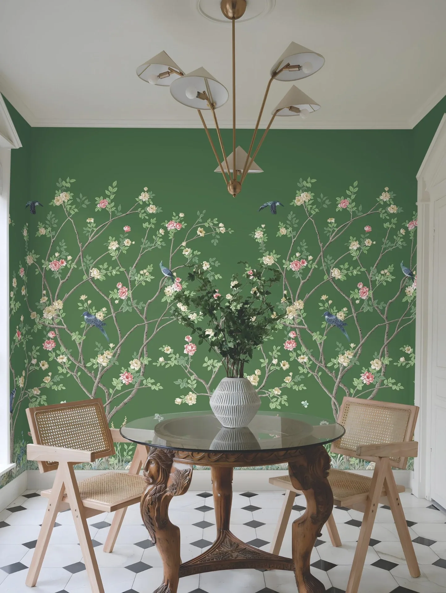 York Designer Series Lingering Garden Green Wall Mural - SKU MU0316M