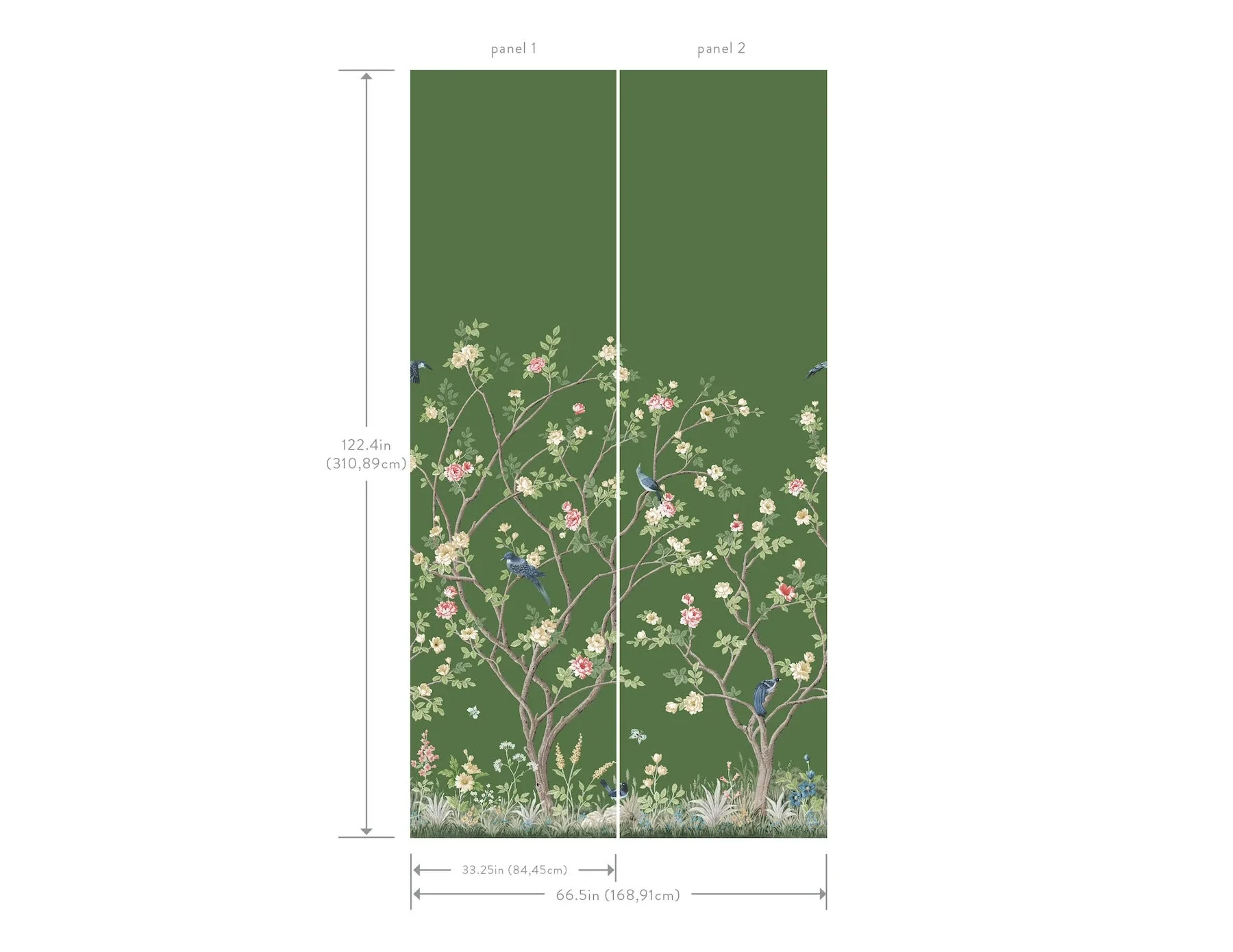 York Designer Series Lingering Garden Green Wall Mural - SKU MU0316M