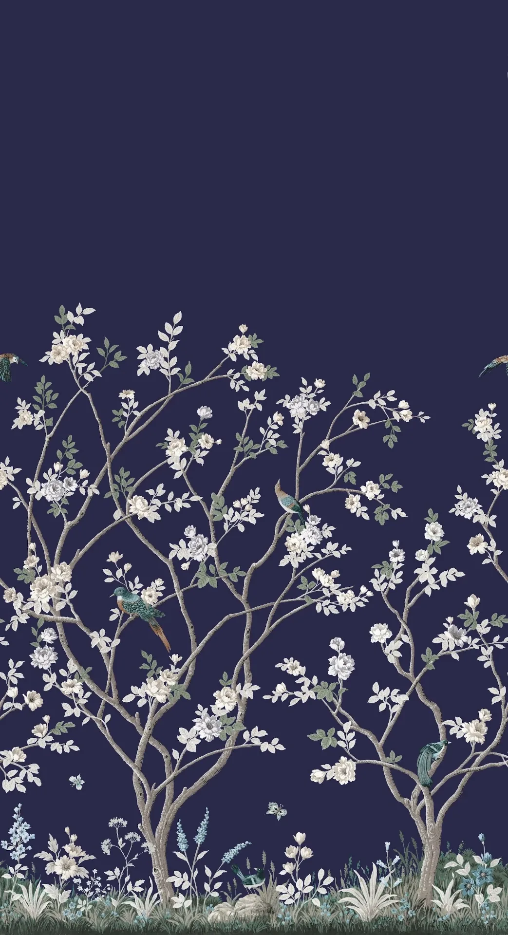 York Designer Series Lingering Garden Navy Wall Mural - SKU MU0315M
