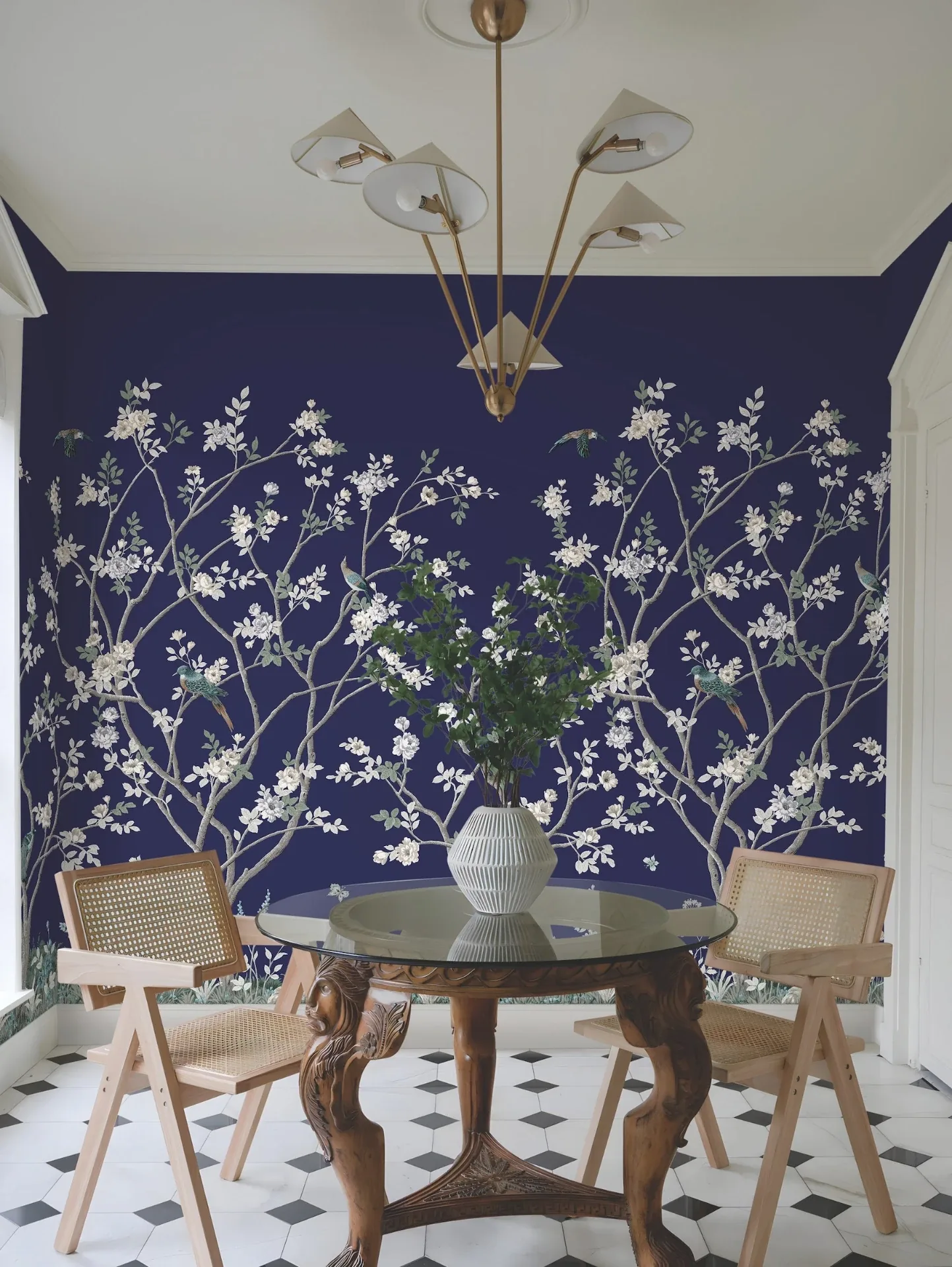 York Designer Series Lingering Garden Navy Wall Mural - SKU MU0315M