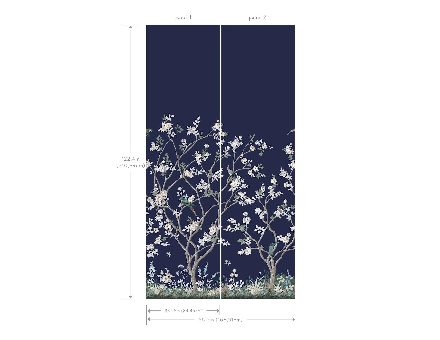 York Designer Series Lingering Garden Navy Wall Mural - SKU MU0315M