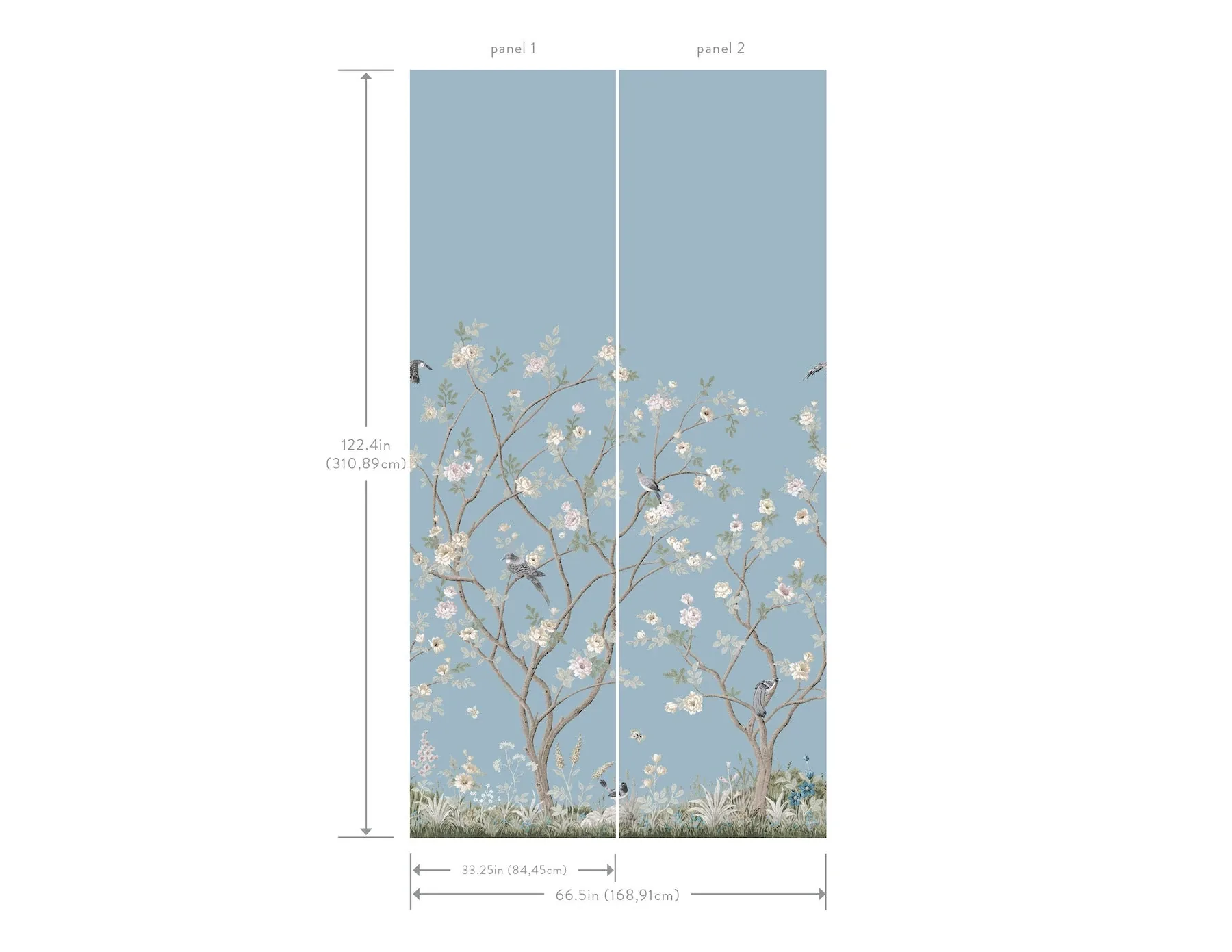 York Designer Series Lingering Garden Sky Blue Wall Mural - SKU MU0314M