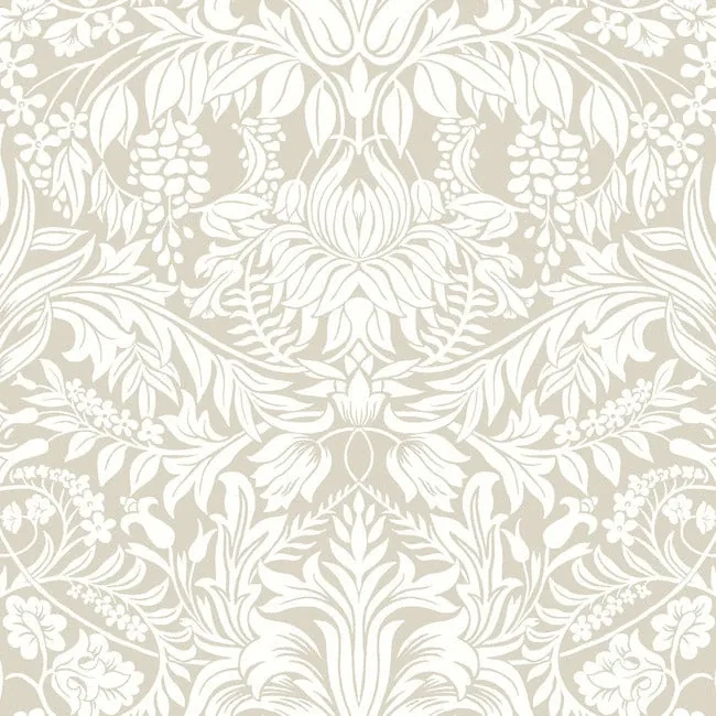 York Designer Series Lockwood Damask Beige Wallpaper - SKU AC9194
