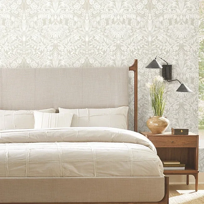 York Designer Series Lockwood Damask Beige Wallpaper - SKU AC9194