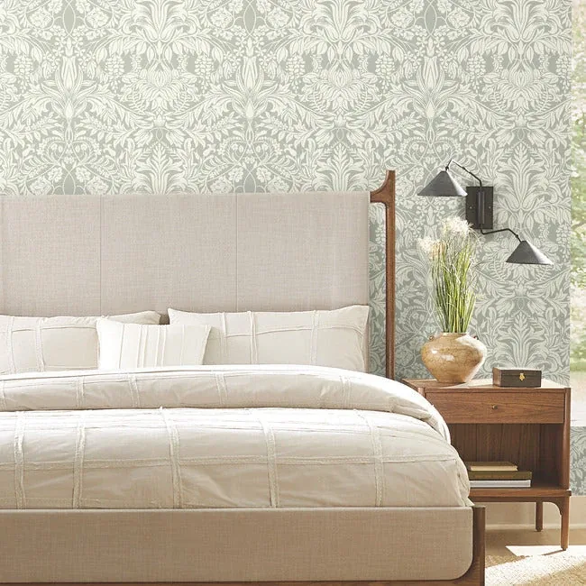 York Designer Series Lockwood Damask Grey Wallpaper - SKU AC9195