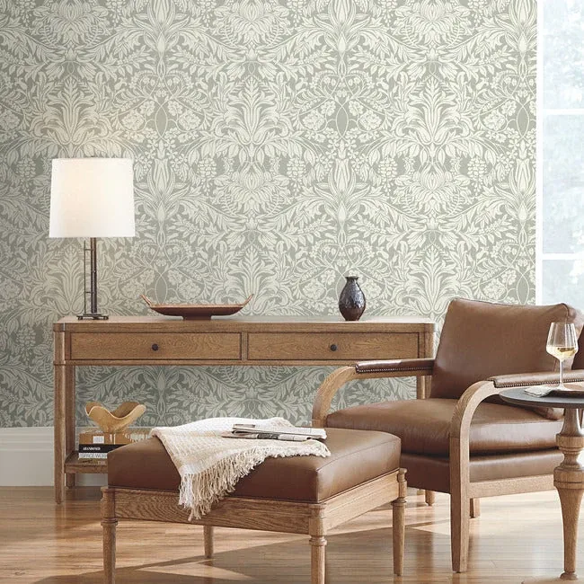 York Designer Series Lockwood Damask Grey Wallpaper | Wallpaper Twins York Designer Series Lockwood Damask Grey Wallpaper - SKU AC9195