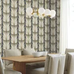 York Designer Series Lotus Light Stripe Navy Wallpaper | Wallpaper Twins York Designer Series Lotus Light Stripe Navy Wallpaper - SKU EV3956