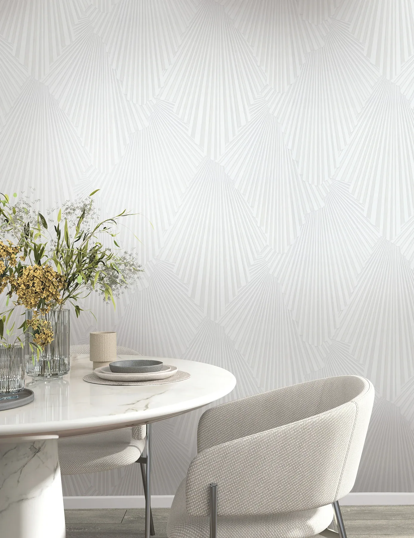 York Designer Series Lumiere White Deco Geo Wallpaper - SKU MA35845