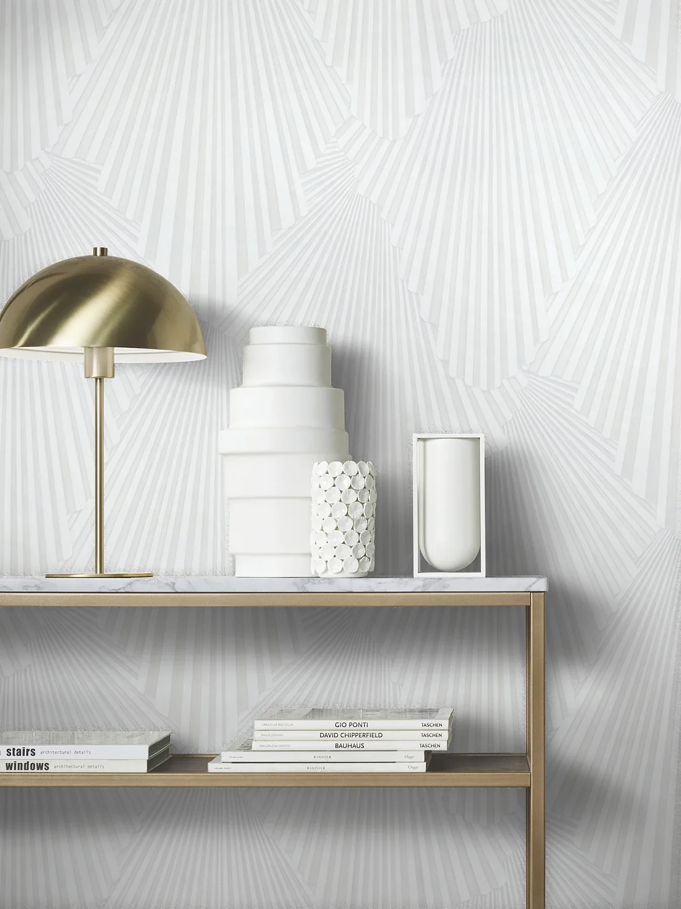York Designer Series Lumiere White Deco Geo Wallpaper - SKU MA35845