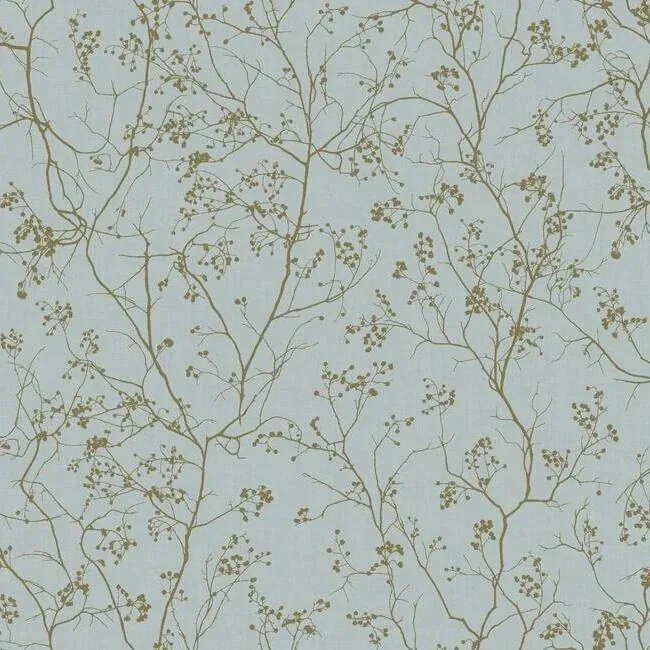 York Designer Series Luminous Branches Blue & Gold Wallpaper - SKU DD3813