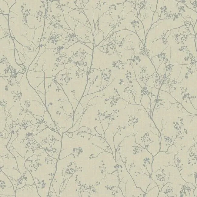 York Designer Series Luminous Branches Taupe & Silver Wallpaper - SKU DD3815