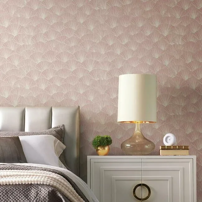 York Designer Series Luminous Gingko Coral Wallpaper | Wallpaper Twins York Designer Series Luminous Gingko Coral Wallpaper - SKU CI2334