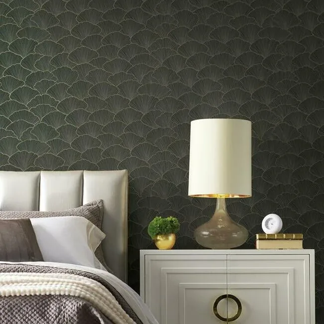 York Designer Series Luminous Gingko Grey Wallpaper | Wallpaper Twins York Designer Series Luminous Gingko Grey Wallpaper - SKU CI2336