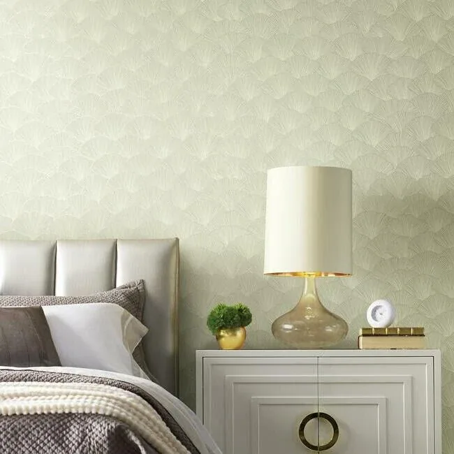York Designer Series Luminous Ginkgo White & Cream Wallpaper | Wallpaper Twins York Designer Series Luminous Ginkgo White & Cream Wallpaper - SKU CI2335