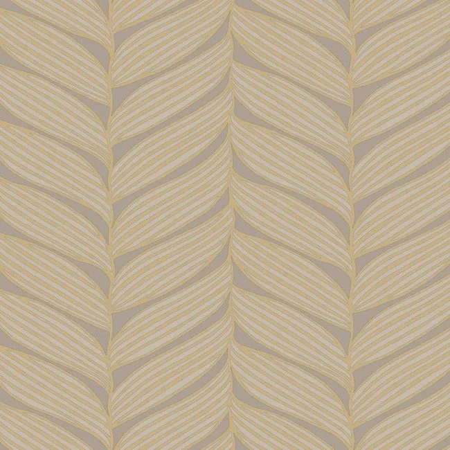 MD7164 | Luminous Leaves Grey & Gold Wallpaper