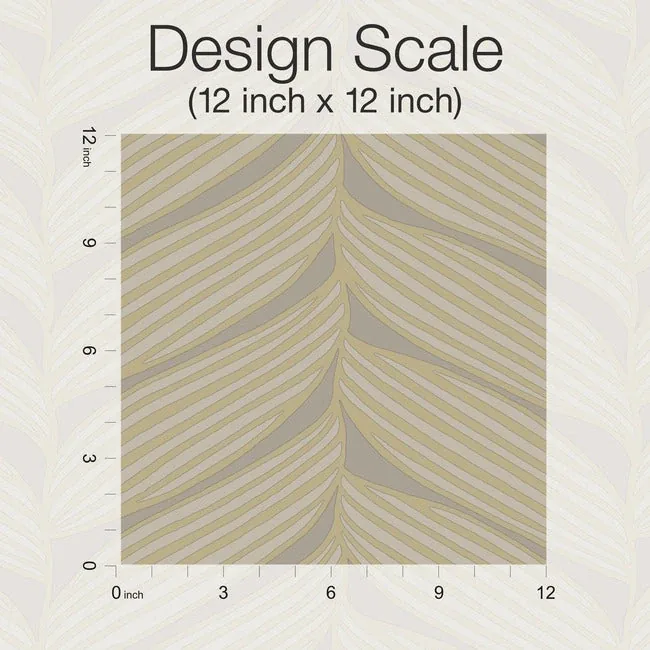 York Designer Series Luminous Leaves Grey & Gold Wallpaper - SKU MD7164