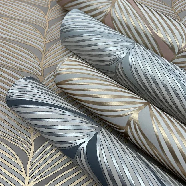 York Designer Series Luminous Leaves Neutral & Gold Wallpaper - SKU MD7162