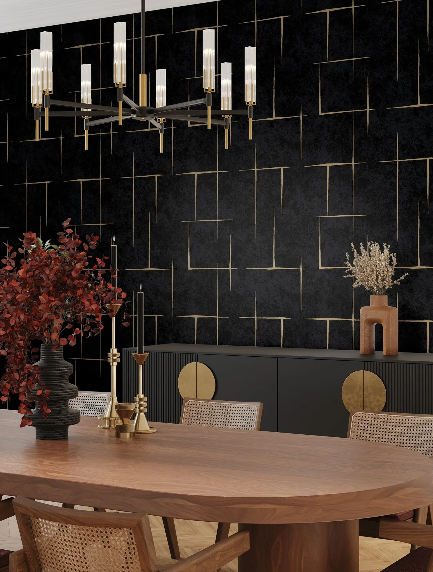 York Designer Series Malia Gold & Black Wallpaper - SKU ZA8054