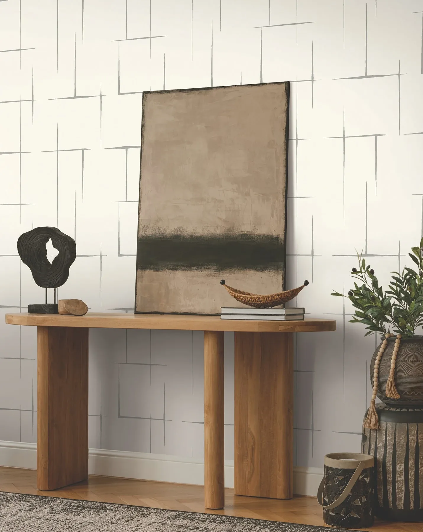 York Designer Series Malia Grey & White Wallpaper - SKU ZA8055