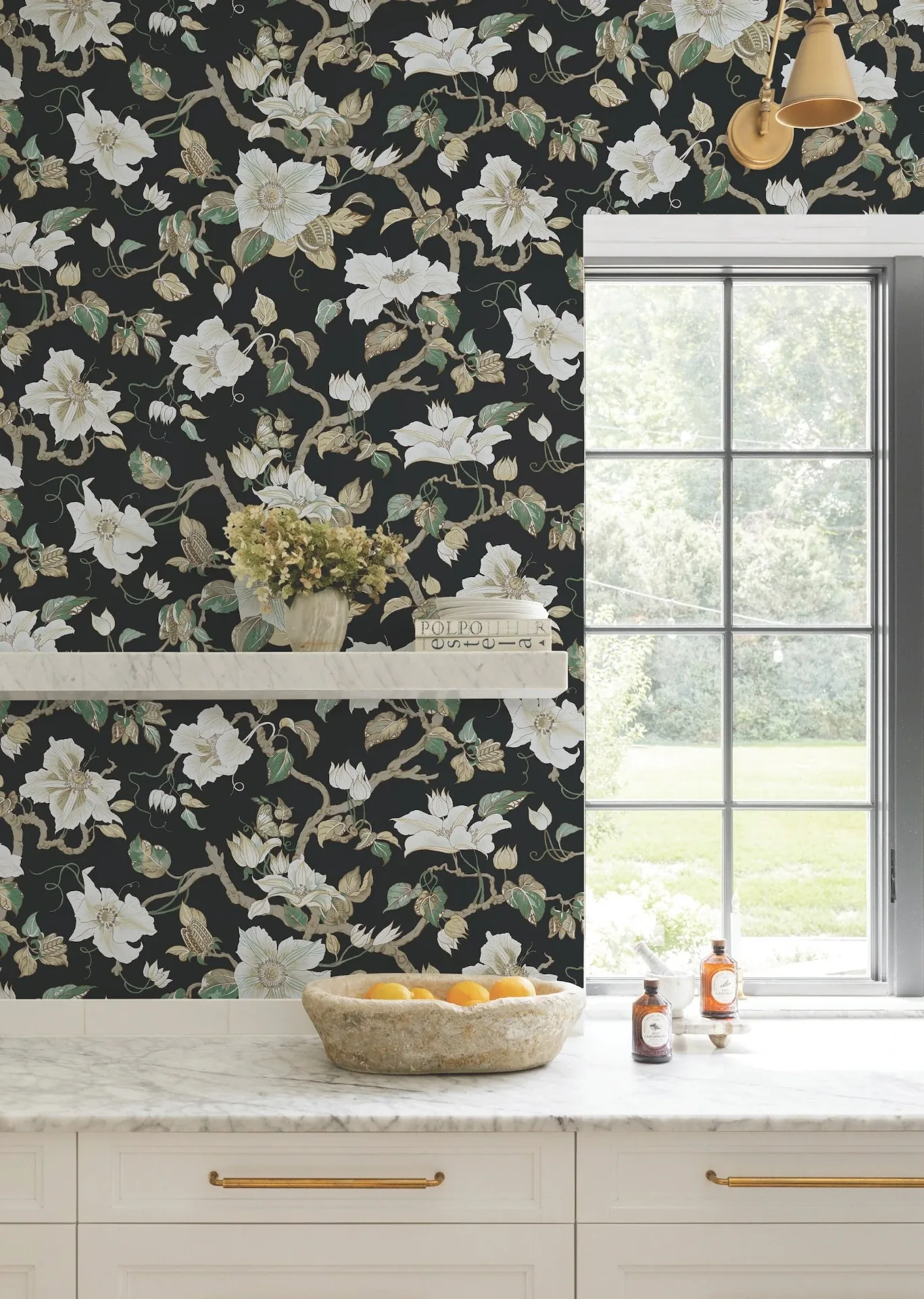 York Designer Series Marguerite Vine Black Wallpaper - SKU GT4514