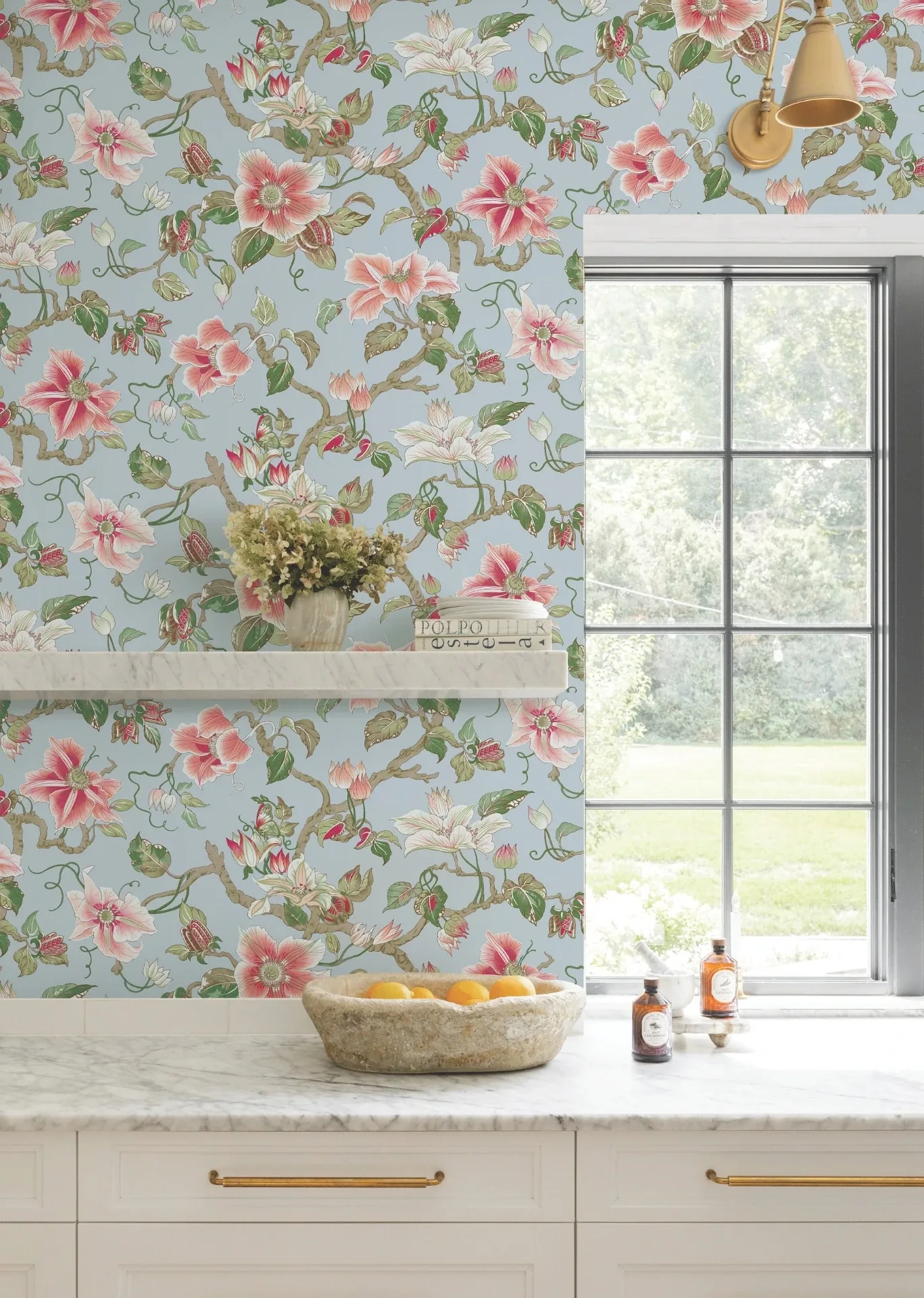 York Designer Series Marguerite Vine Blue Wallpaper - SKU GT4512