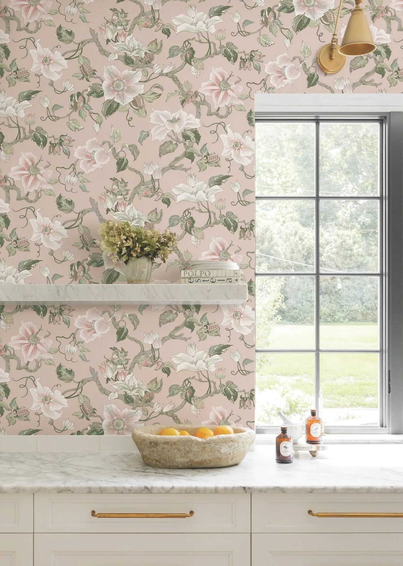 York Designer Series Marguerite Vine Blush Wallpaper - SKU GT4511