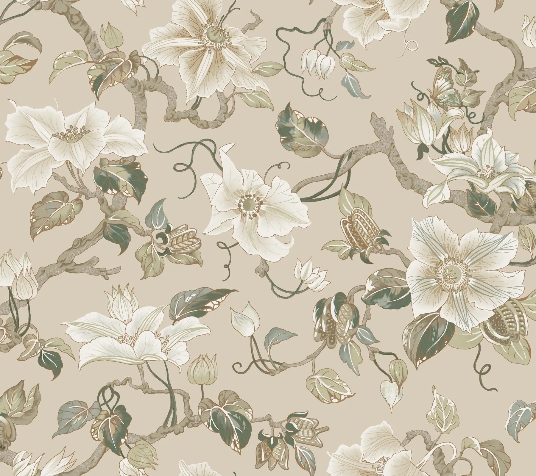 GT4516 | Marguerite Vine Taupe Wallpaper