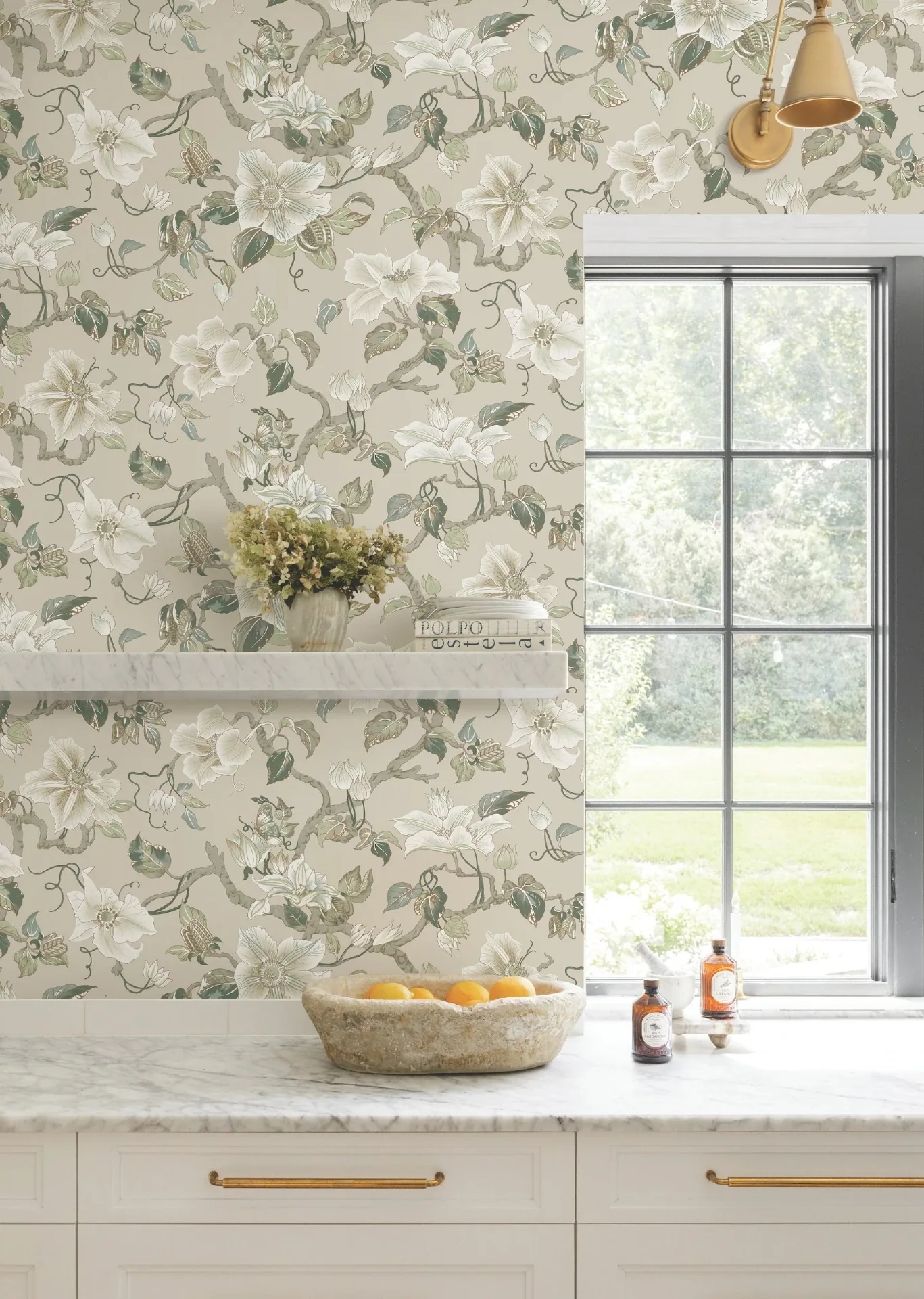 York Designer Series Marguerite Vine Taupe Wallpaper - SKU GT4516