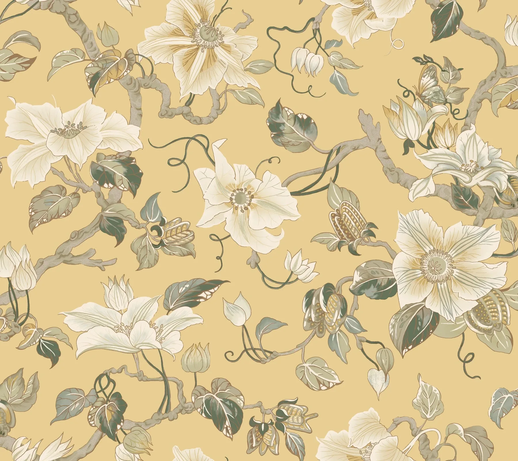 York Designer Series Marguerite Vine Yellow Wallpaper - SKU GT4515