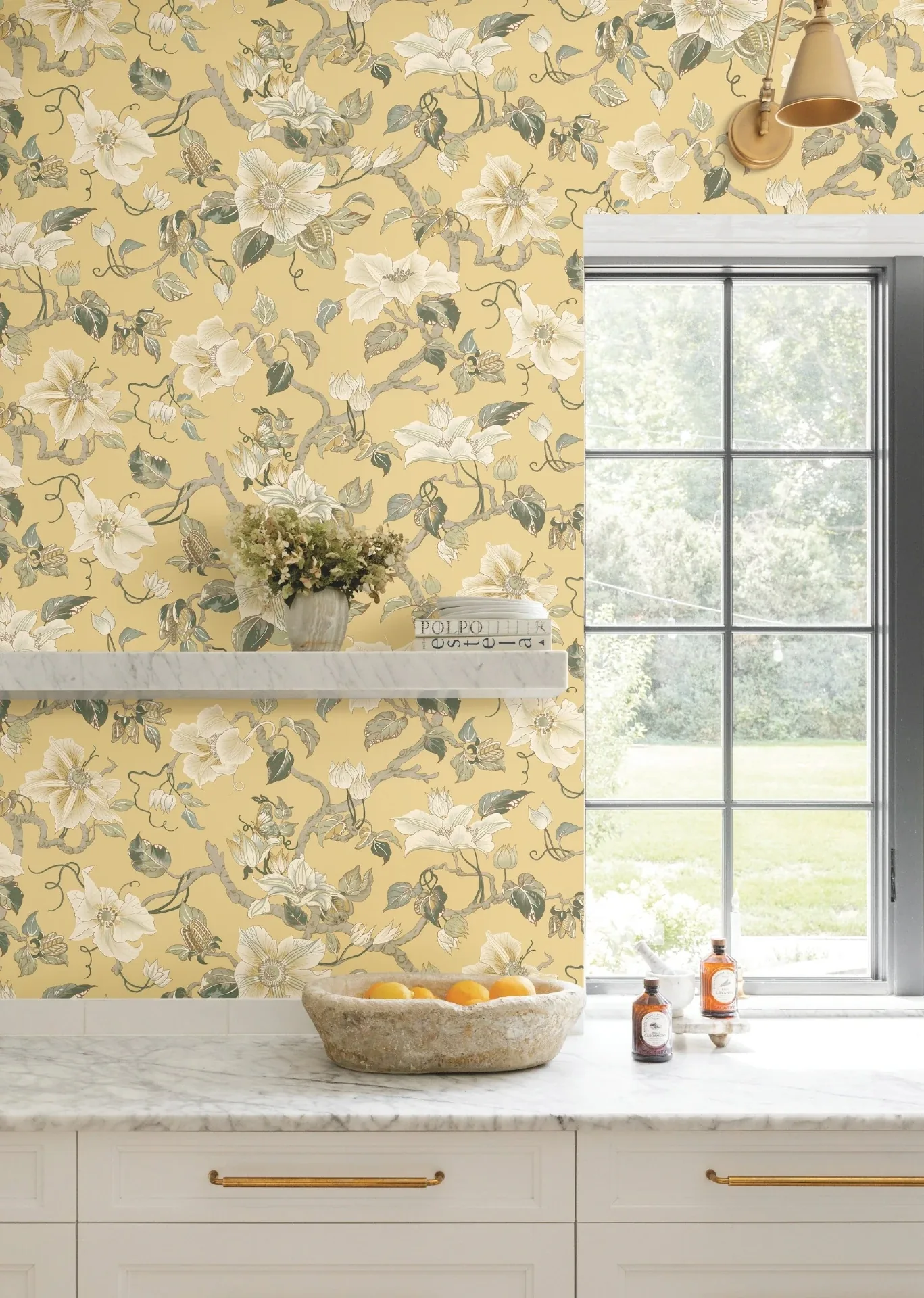 York Designer Series Marguerite Vine Yellow Wallpaper - SKU GT4515